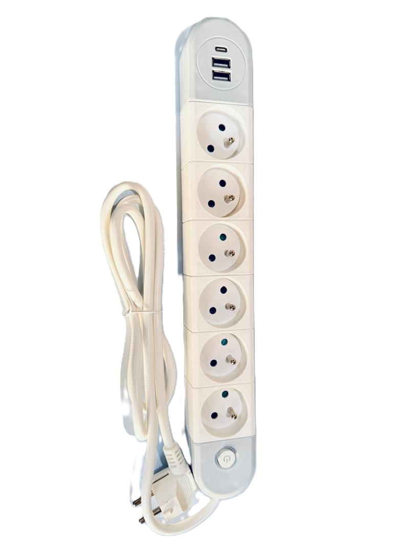 Rallonge 6 trous+2USB+ 1typeC 3m