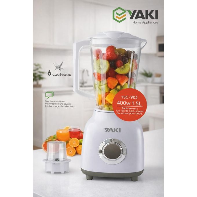 Mixeur 1.5L Plastique - Blanc - 400W