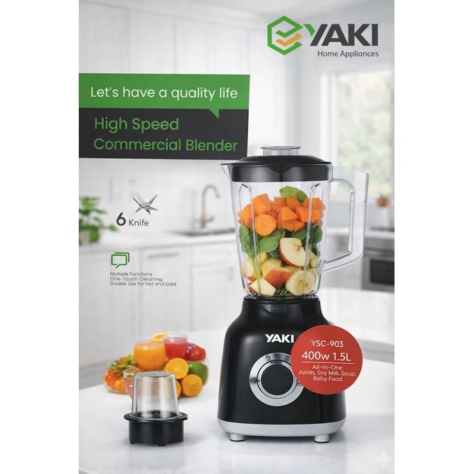 Mixeur 1.5L Plastique - Noir - 400W