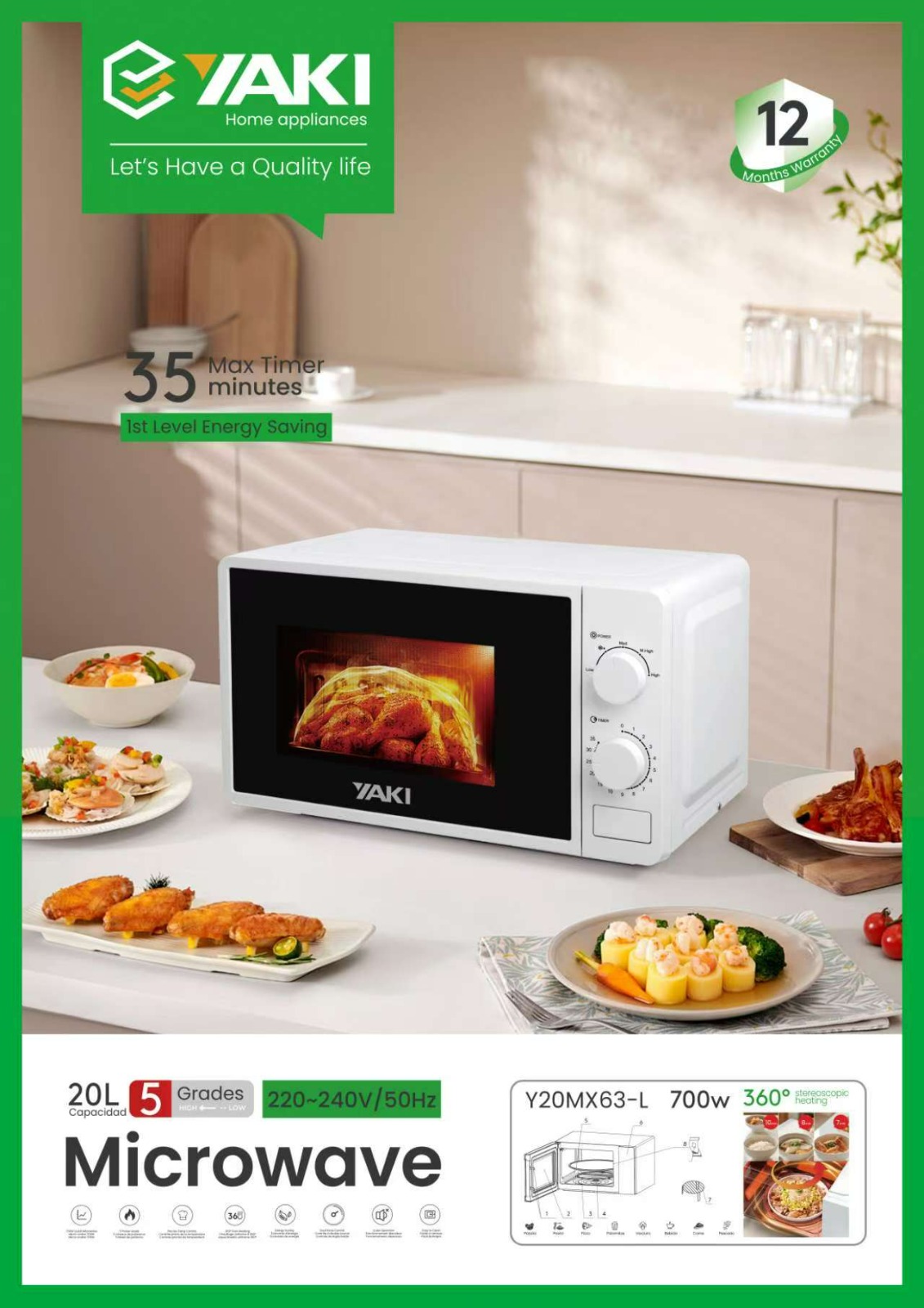 Micro Ondes 20 Litres Version plus Haute Blanc - 700W